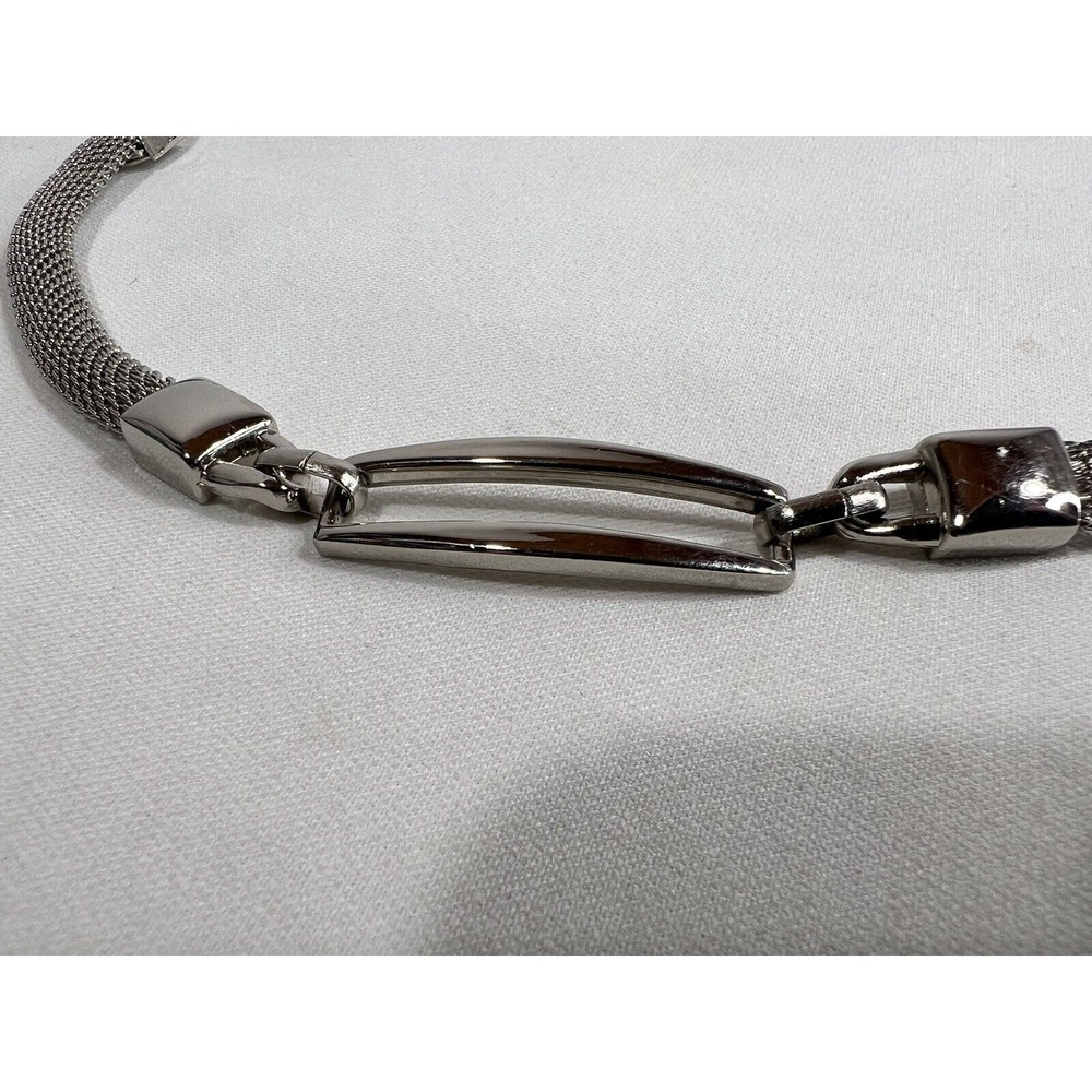 Chicos Silver Tone Circle Belt Womens Adjustable Silver Metal Braided Classic